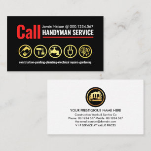 Simple Red Line Call Handyman Business Card