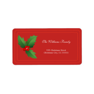 Simple Red Merry Christmas Address Label