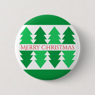 Simple Red Merry Christmas Green Tree Design 6 Cm Round Badge