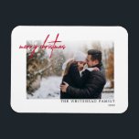 Simple Red Merry Christmas White Card Magnet<br><div class="desc">Wish your friends and family Merry Christmas this holiday season with this photo Christmas card. Remember to add envelopes to your order.</div>