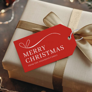 Simple red modern Merry Christmas Gift Tags