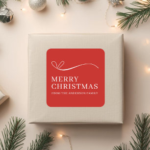 Simple red modern Merry Christmas Square Sticker