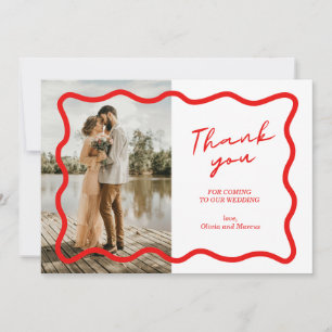 Simple red Modern Wedding Thank You Card