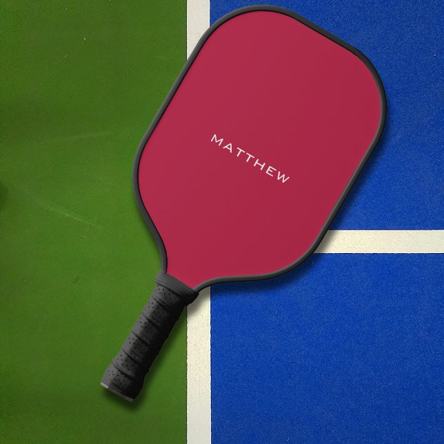 Simple Red Monogram Monogrammed Pickleball Paddle (Creator Uploaded)