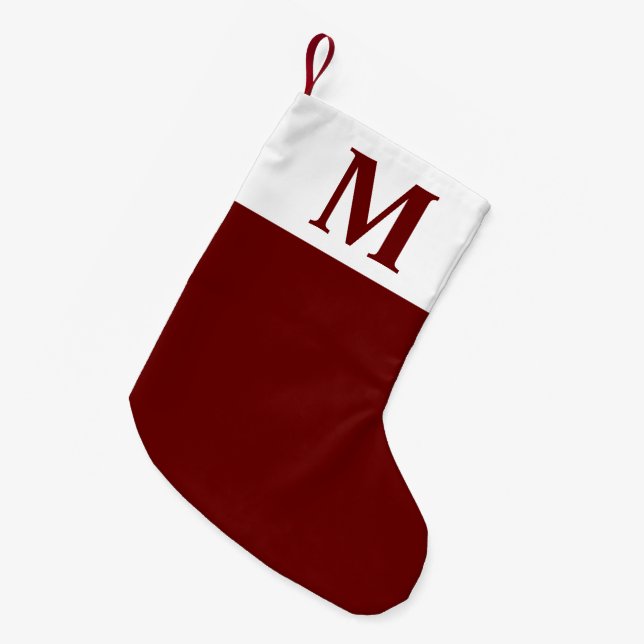 Simple Red Monogram Personalised Christmas Small C Small Christmas Stocking (Front (Hanging))