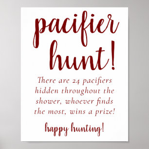 Simple Red Pacifier Hunt   Candy Apple Shower Game Poster