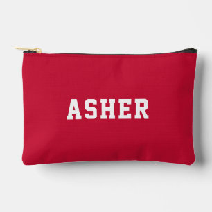 Simple Red Personalised  Accessory Pouch