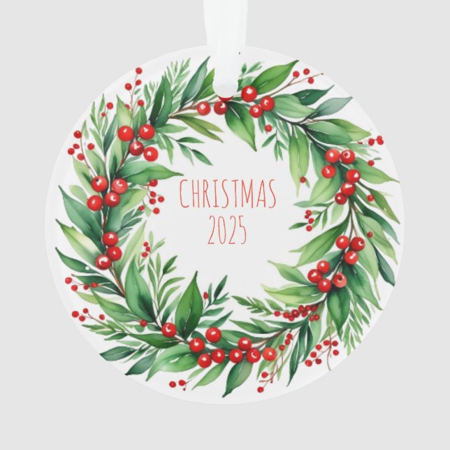 Simple Red Photo CHRISTMAS  Ornament personalize (Back)