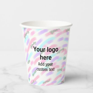 Simple red pi watercolor add your logo custom text paper cups