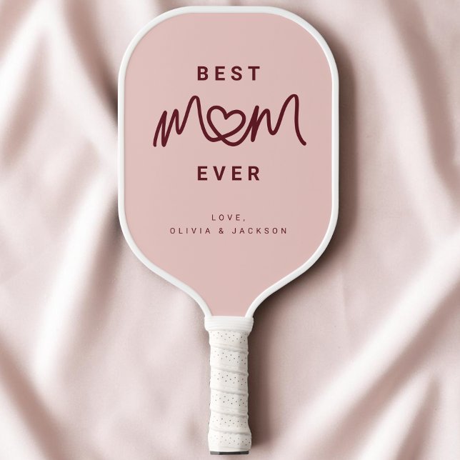 Simple Red Pink Cute Script Modern Best Mum Ever Pickleball Paddle (Simple Red Pink Cute Script Modern Best Mom Ever Pickleball Paddle)