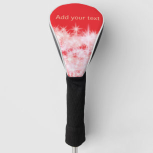 Simple red pink glitt sparkle stars add your text  golf head cover