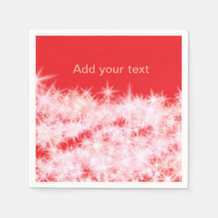 Simple red pink glitt sparkle stars add your text napkin