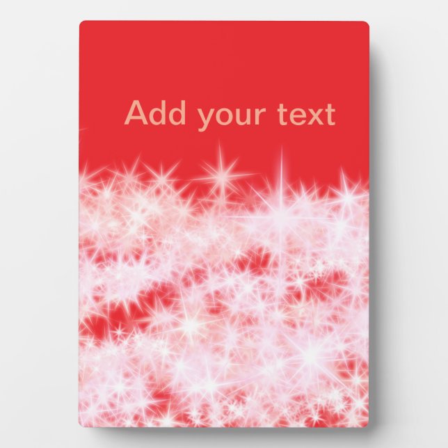 Simple red pink glitt sparkle stars add your text  plaque (Front)
