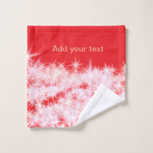 Simple red pink glitt sparkle stars add your text wash cloth