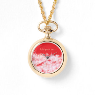 Simple red pink glitt sparkle stars add your text  watch