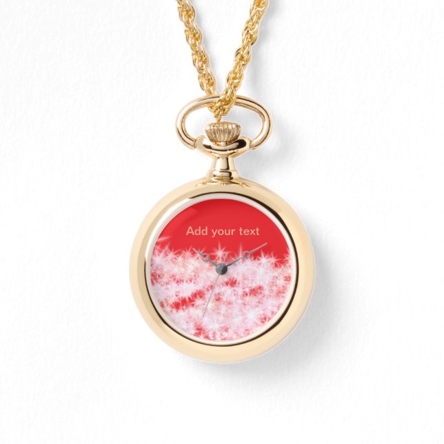 Simple red pink glitt sparkle stars add your text  watch (Front)