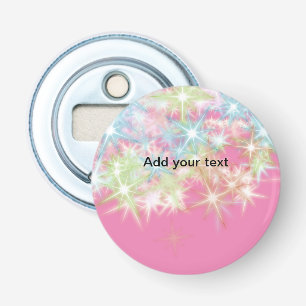 Simple red pink glittersparkle stars add your text bottle opener
