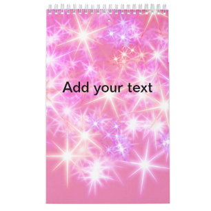 Simple red pink glittersparkle stars add your text calendar