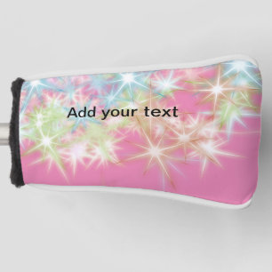 Simple red pink glittersparkle stars add your text golf head cover