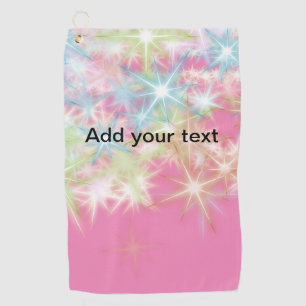 Simple red pink glittersparkle stars add your text golf towel