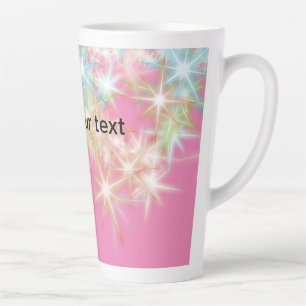 Simple red pink glittersparkle stars add your text latte mug