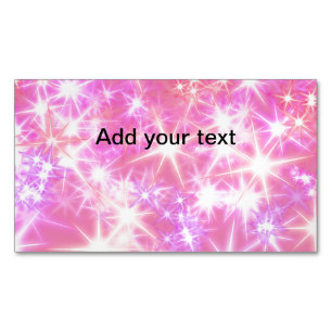 Simple red pink glittersparkle stars add your text 	Magnetic business card