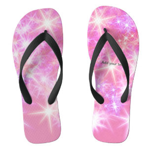 Simple red pink glittersparkle stars add your text thongs