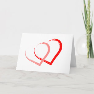 Simple Red Pink Heart Valentine`s Day Elegant Holiday Card