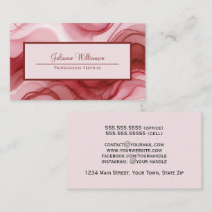 Simple Red, Pink & Rose Watercolor Business Card