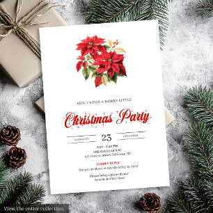 Simple Red Poinsettia Botanical Holiday Christmas  Invitation