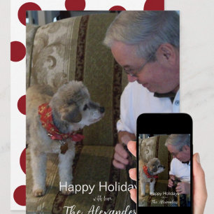 Simple Red Polka Dot Photo Holiday Card