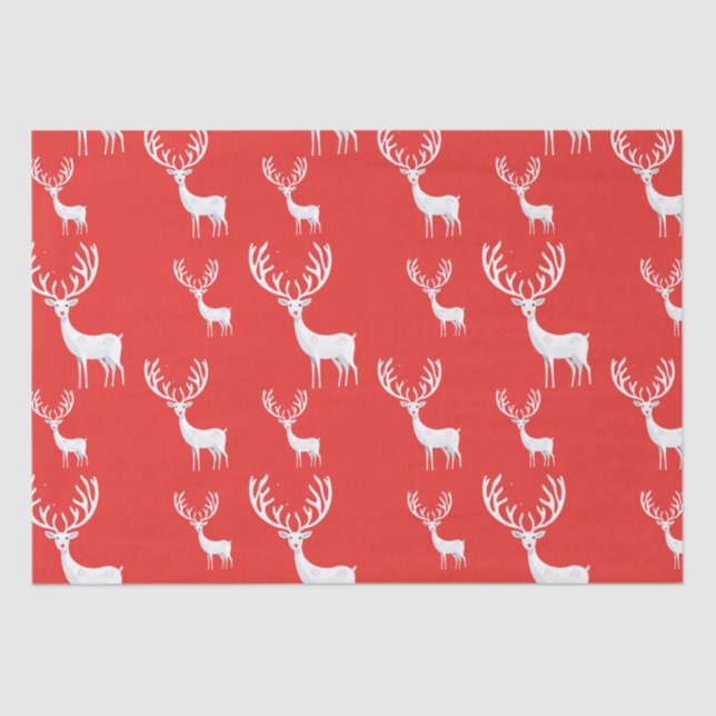 Simple Red Reindeers christmas Xmas Pattern Tissue Paper (Front)