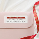 Simple Red Ribbon Banner & Family Name Return Address Label<br><div class="desc">A simple return address label design featuring your family name in bold white capitals against a red ribbon label shape. Below, your return address or contact details are printed in simple sans-serif typography. These labels are perfect for enhancing your holiday correspondence, giving each envelope a traditional & elegant touch. Made...</div>