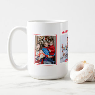 Simple Red Ribbon Bow and Three Photos Custom Coffee Mug