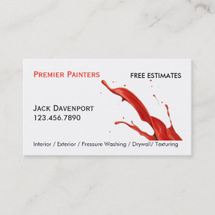 Simple Red Splash Professional Painter Business Card