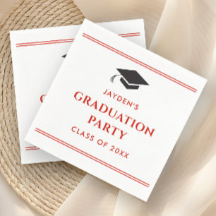 Simple Red Sporty Graduation Party  Napkin
