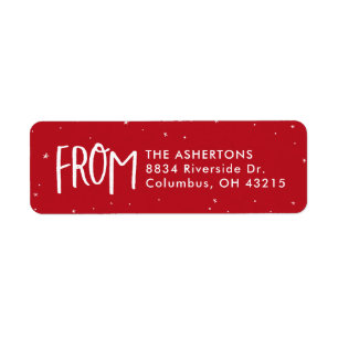 Simple red stars and dots holiday return address label