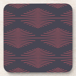 Simple, red, traditional pattern with lines coaster
