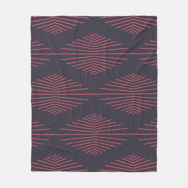 Simple, red, traditional pattern with lines fleece blanket (Front)