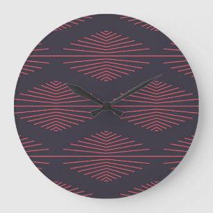 Simple, red, traditional pattern with lines large clock