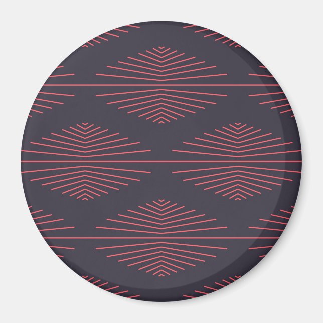 Simple, red, traditional pattern with lines magnet (Front)