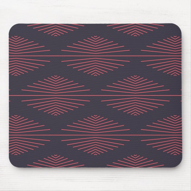 Simple, red, traditional pattern with lines mouse pad (Front)