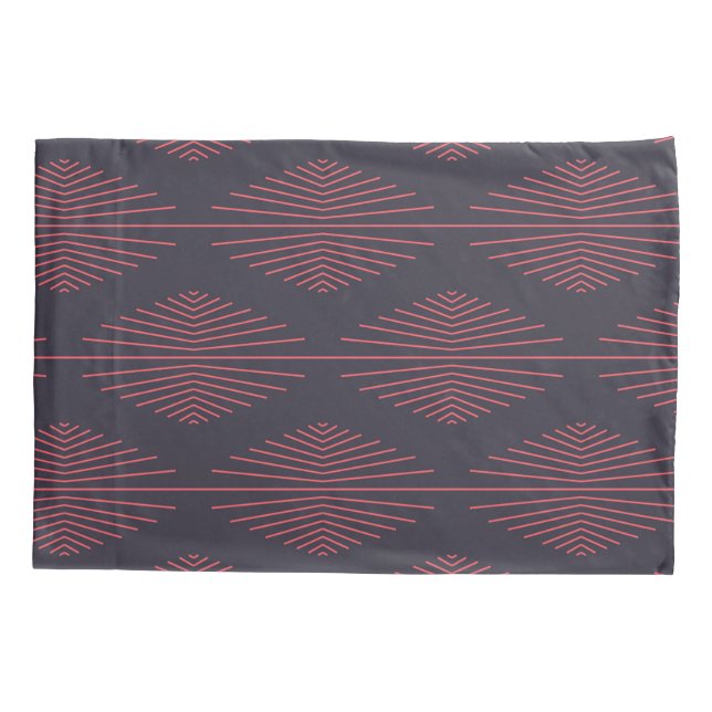 Simple, red, traditional pattern with lines pillowcase (Back)