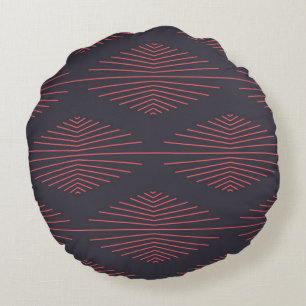Simple, red, traditional pattern with lines round cushion
