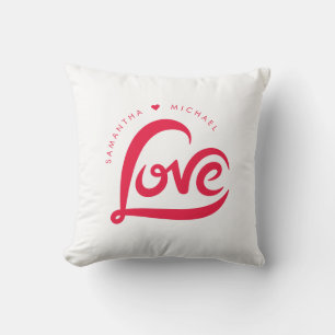 Simple Red Valentines Day Love Hearts Pattern Cushion