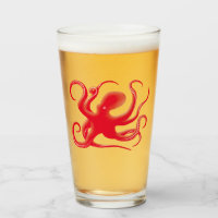 Simple Red Vector Art Octopus Silhouette