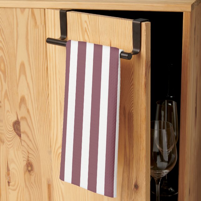 simple red vertical stripes tea towel (Thirds Fold)