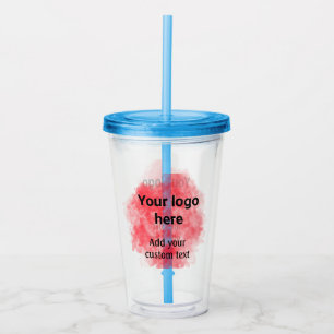 Simple red watercolor add your logo custom text mi acrylic tumbler