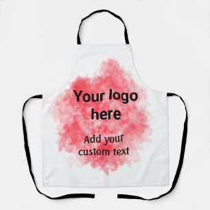 Simple red watercolor add your logo custom text mi apron