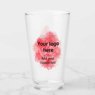 Simple red watercolor add your logo custom text mi glass